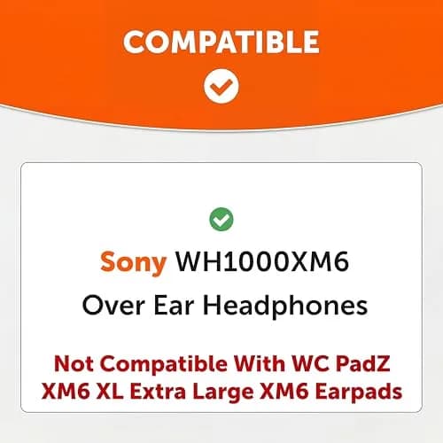 WC SweatZ XM6 Silicone Sweat Covers for Sony WH-1000XM6 | Sweatproof, Washable, Durable (70-120 chars) thumbnail 2