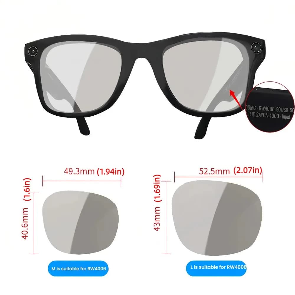 Harlafou Replacement Lenses for Ray-Ban Meta RW4006 RW4008 50mm | Clear-Anti Blue Light Transition Lenses - view 7