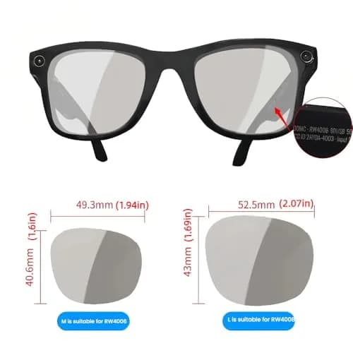 Harlafou Clear to Gray-Photochromatic Replacement Lenses for Ray-Ban Meta RW4008 Smart Glasses 53mm | Transition Lenses thumbnail 6