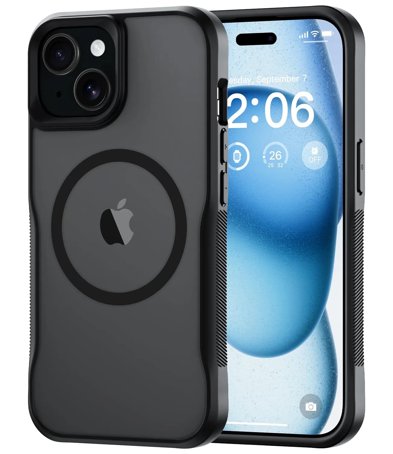 Diverbox iPhone 15 Case 6.1 inch | MagSafe Compatible, Matte Shockproof, Anti-Fingerprint, Pocket-Friendly — Black