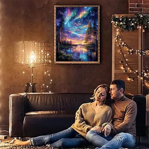 Tiwabb Aurora Starry Night Stamped Cross Stitch Kit 12x16 Inch | Beginner Friendly Art Craft Kit thumbnail 6