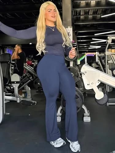 YEOREO Straight Leggings 31.5" Inseam Navy Blue XL | High Waisted Yoga Pants for Women thumbnail 6