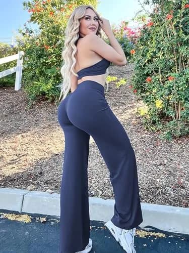 YEOREO Straight Leggings 31.5" Inseam Navy Blue XL | High Waisted Yoga Pants for Women thumbnail 3