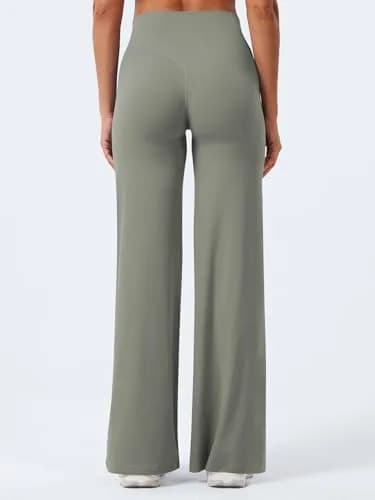YEOREO Women's Straight Leggings 31.5" Inseam Yoga Pants - Gray Green M | Sweat-Wicking & High-Waisted thumbnail 4