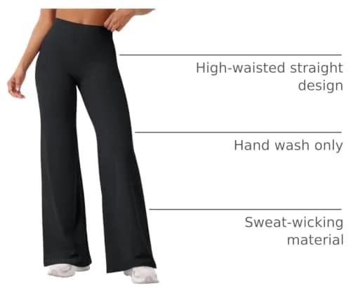 YEOREO Womens Straight Leggings 31.5" Inseam Black | High Waisted Gym Yoga Pants for Women thumbnail 4