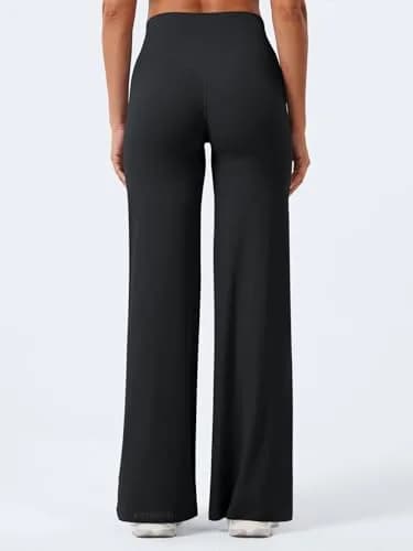 YEOREO Womens Straight Leggings 31.5" Inseam Black | High Waisted Gym Yoga Pants for Women thumbnail 5