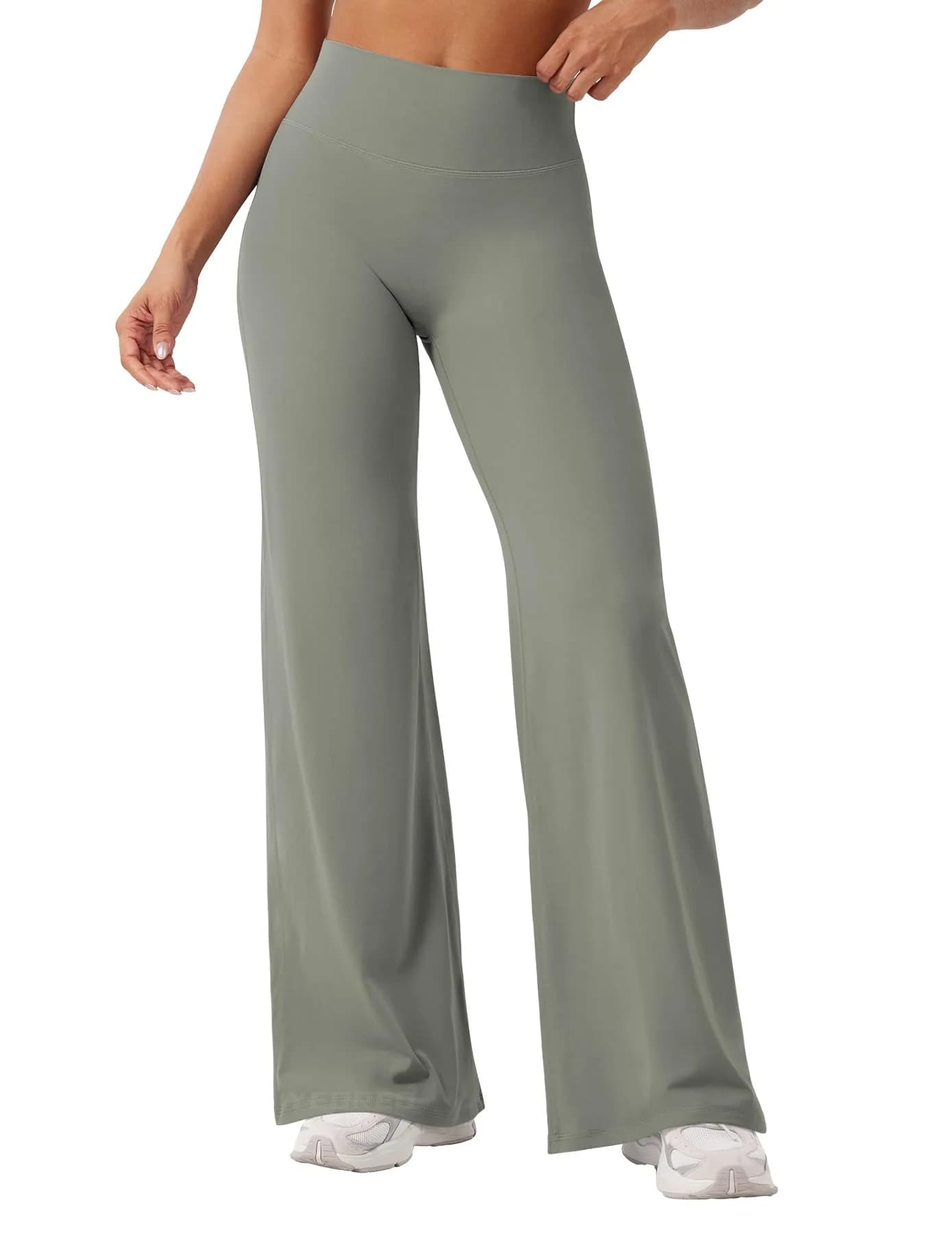 YEOREO Workout Womens Straight Leggings 31.5" High Rise Nylon Spandex | Flat Front, Butt Lifting Fit