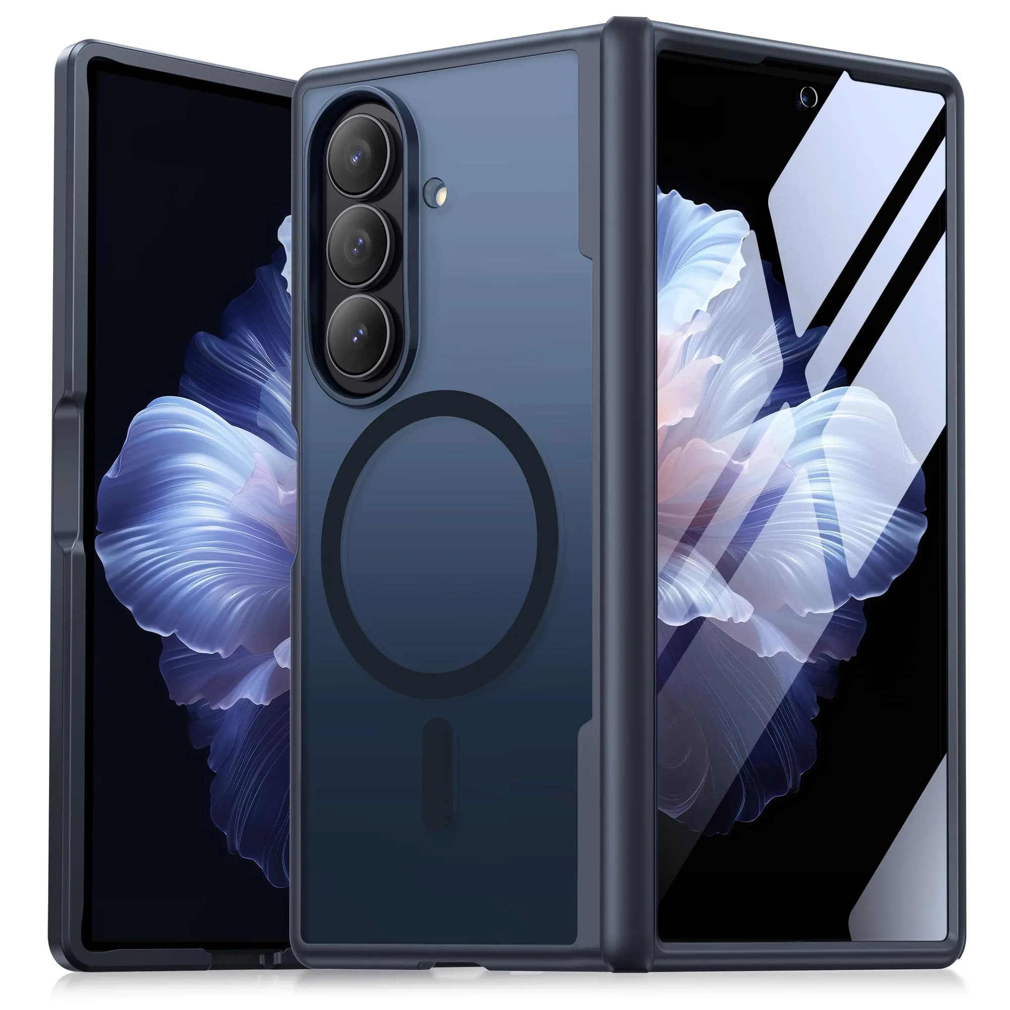 MOBOSI Magnetic Case for Samsung Galaxy Z Fold 7 with Screen Protector, Black | Full Body Hinge Protection — Black