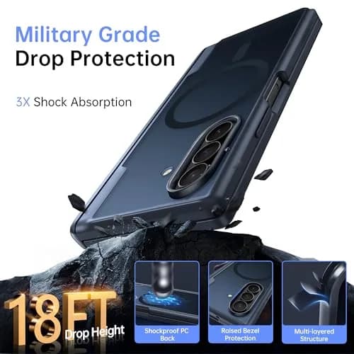 MOBOSI Magnetic Case for Samsung Galaxy Z Fold 7 with Screen Protector, Black | Full Body Hinge Protection thumbnail 3