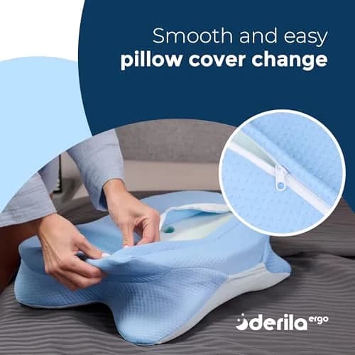 Derila Ergo Cooling Pillowcase 54cm x 36cm x 1.2cm (21.25 x 14.17 x 4.72 in) | Breathable Nylon-Spandex Blend for Neck Support thumbnail 6