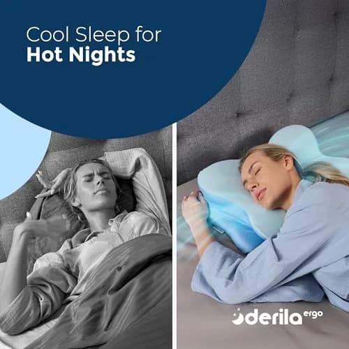 Derila Ergo Cooling Pillowcase 54cm x 36cm x 1.2cm (21.25 x 14.17 x 4.72 in) | Breathable Nylon-Spandex Blend for Neck Support thumbnail 7