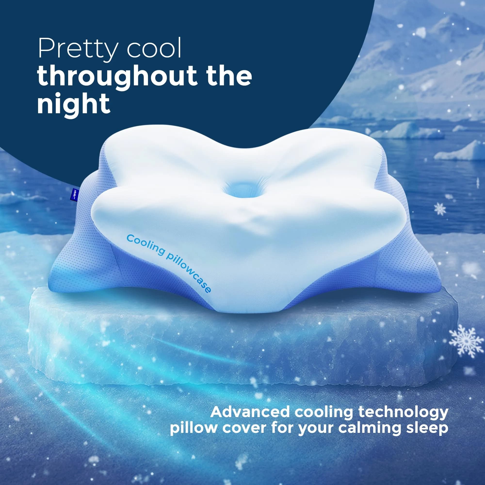 Derila Ergo Cooling Pillowcase 54cm x 36cm x 1.2cm (21.25 x 14.17 x 4.72 in) | Breathable Nylon-Spandex Blend for Neck Support - view 2