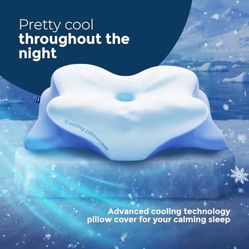 Derila Ergo Cooling Pillowcase 54cm x 36cm x 1.2cm (21.25 x 14.17 x 4.72 in) | Breathable Nylon-Spandex Blend for Neck Support thumbnail 2