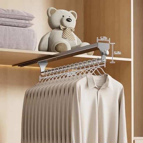 CICUFY Pull Out Closet Rod 40cm (15.7 inch) | Heavy Duty Pants Rack with Smooth Operation thumbnail 5