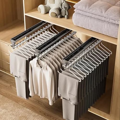 CICUFY Pull Out Closet Rod 40cm (15.7 inch) | Heavy Duty Pants Rack with Smooth Operation thumbnail 6