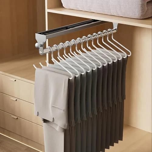 CICUFY Pull Out Closet Rod 40cm (15.7 inch) | Heavy Duty Pants Rack with Smooth Operation thumbnail 1