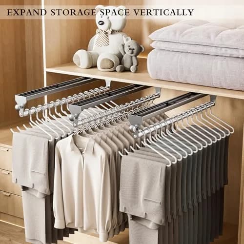 CICUFY Pull Out Closet Rod 40cm (15.7 inch) | Heavy Duty Pants Rack with Smooth Operation thumbnail 2
