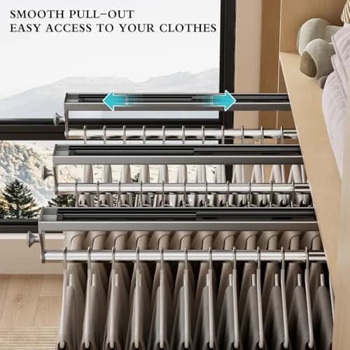 CICUFY Pull Out Closet Rod 40cm (15.7 inch) | Heavy Duty Pants Rack with Smooth Operation thumbnail 3