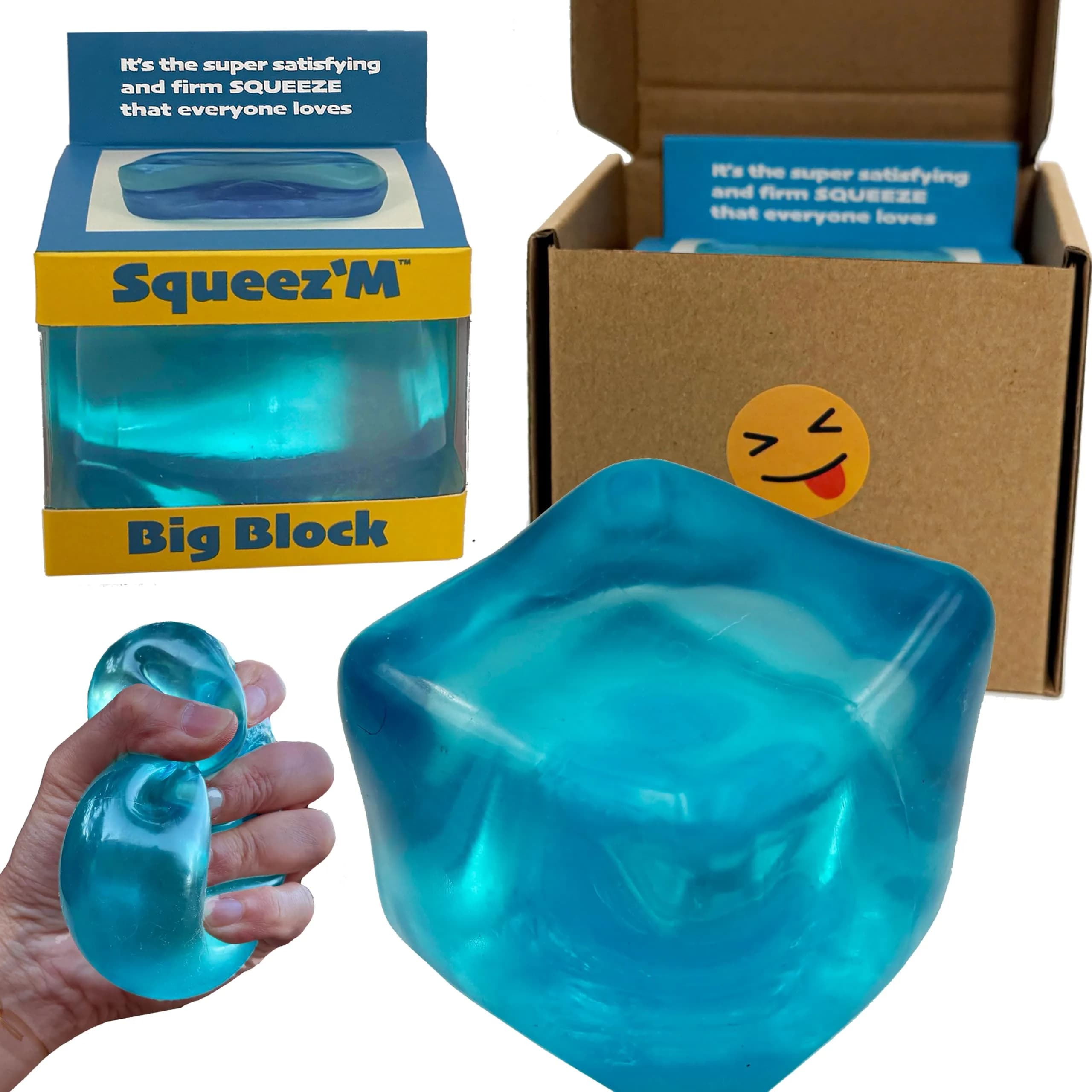 Squeez'M Big Block Premium Stress Cube | ASTM Certified Non-Toxic Slow-Rise Sensory Toy (2.5 x 2.25 x 2.5 inches)
