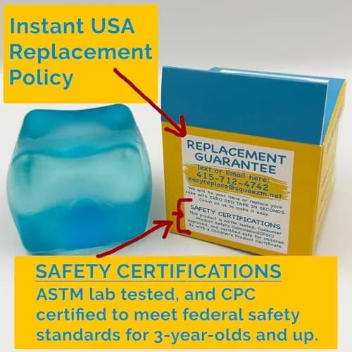 Squeez'M Big Block Premium Stress Cube | ASTM Certified Non-Toxic Slow-Rise Sensory Toy (2.5 x 2.25 x 2.5 inches) thumbnail 5
