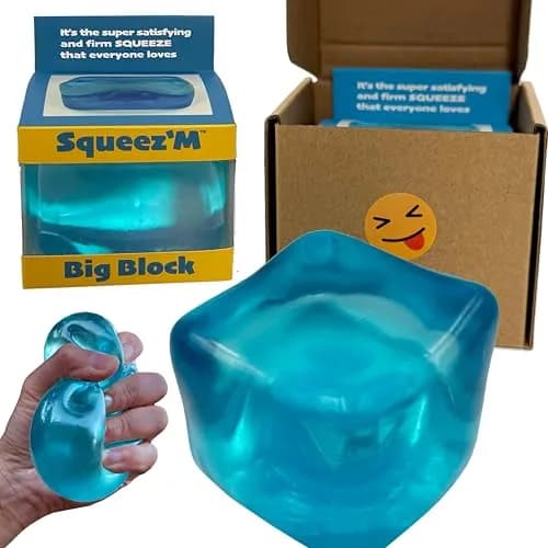 Squeez'M Big Block Premium Stress Cube | ASTM Certified Non-Toxic Slow-Rise Sensory Toy (2.5 x 2.25 x 2.5 inches) thumbnail 1