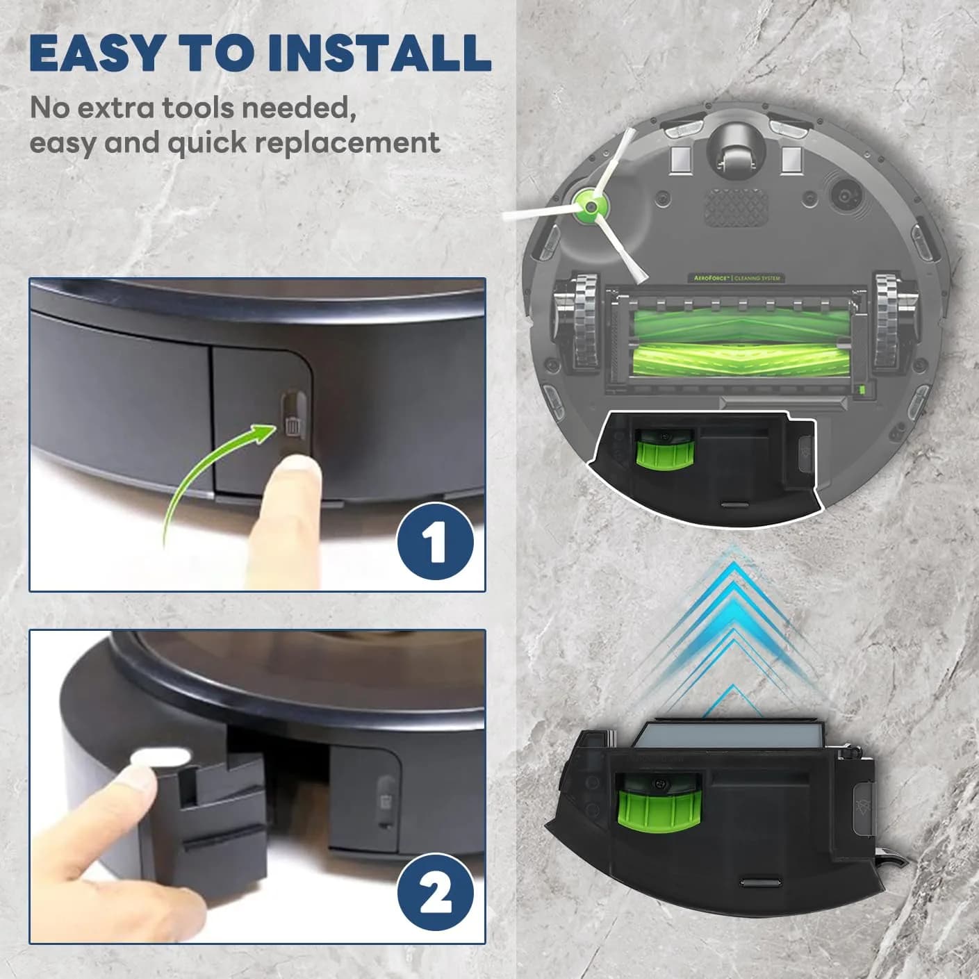 Sgizoku Dust Bin Box for iRobot Roomba i3 i3+ i4 i4+ i6 i6+ i7 i7+ i8 i8+ E5 E6 E7 J7 Vacuum Cleaner | Replacement Part for Automatic Dirt Disposal - view 5