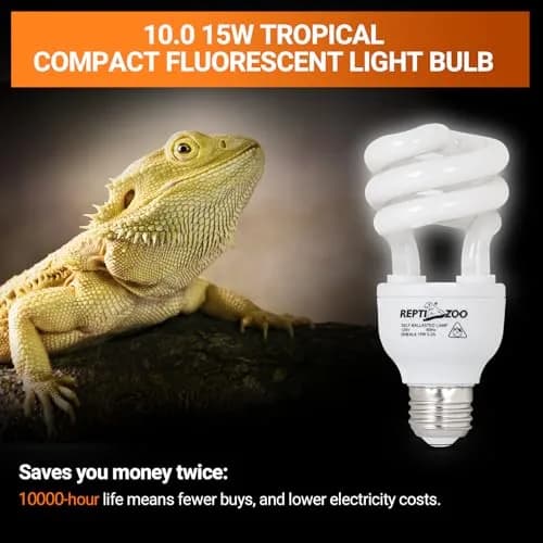 REPTI ZOO 15W UVA UVB Reptile Light Bulb 10.0 2-Pack | Simulates Tropical Sunlight for Bearded Dragons, Tortoises, Lizards, Snakes thumbnail 4