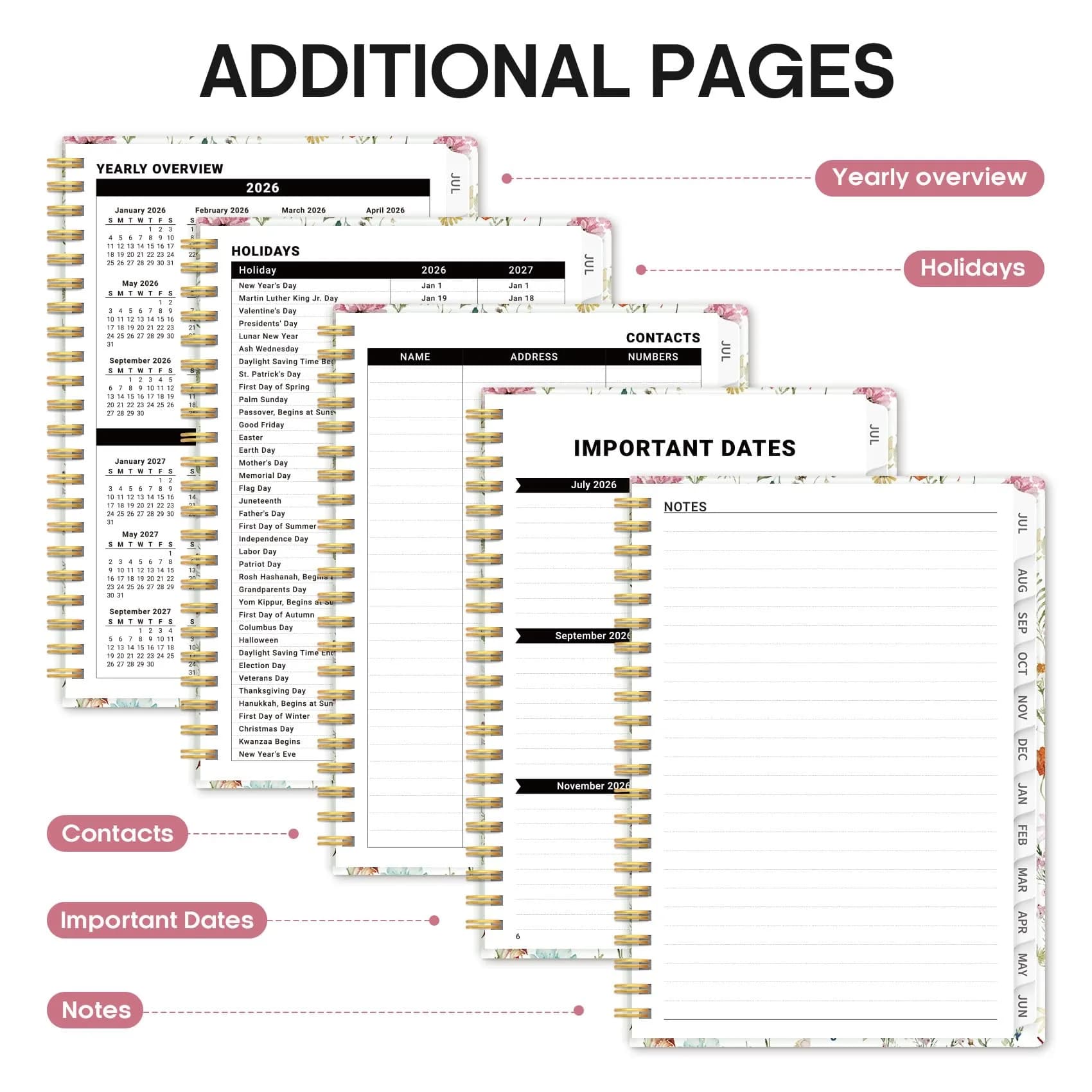 Taja Academic Planner 2026-2027, Jul 2026-Jun 2027 Monthly & Weekly Calendar Planner 21.6 cm (8.5 in) | Acid-Free Paper for Smooth Writing - view 5