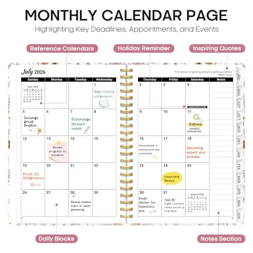 Taja Academic Planner 2026-2027, Jul 2026-Jun 2027 Monthly & Weekly Calendar Planner 21.6 cm (8.5 in) | Acid-Free Paper for Smooth Writing thumbnail 2