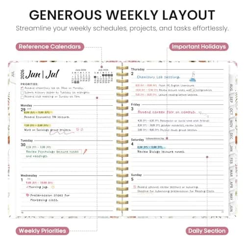 Taja Academic Planner 2026-2027, Jul 2026-Jun 2027 Monthly & Weekly Calendar Planner 21.6 cm (8.5 in) | Acid-Free Paper for Smooth Writing thumbnail 3