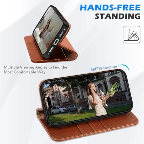 SHIELDON Genuine Leather Wallet Case for iPhone 18 Pro/17 Pro | RFID Blocking & Shockproof (6.3") thumbnail 5