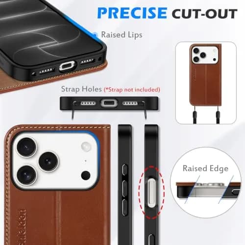 SHIELDON Genuine Leather Wallet Case for iPhone 18 Pro/17 Pro | RFID Blocking & Shockproof (6.3") thumbnail 8