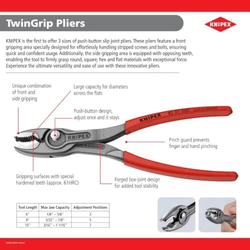 KNIPEX Tools 82 02 150 SBA TwinGrip Pliers, 15.25cm | Heavy-Duty Grip for Stripped Screws thumbnail 2