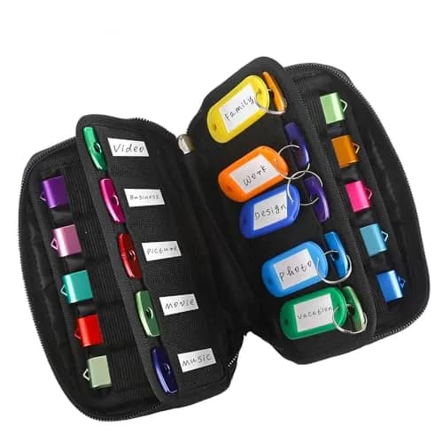vellgo USB Flash Drive Case Organizer with 20 Slots & Labels, Black | Holds Thumb Drives & Accessories thumbnail 1
