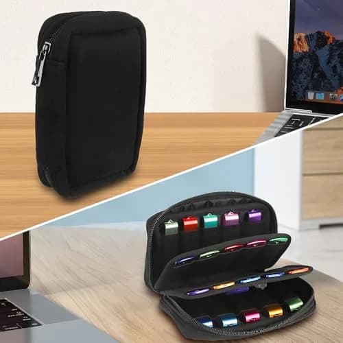 vellgo USB Flash Drive Case Organizer with 20 Slots & Labels, Black | Holds Thumb Drives & Accessories thumbnail 4