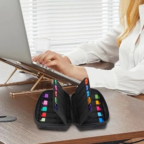 vellgo USB Flash Drive Case Organizer with 20 Slots & Labels, Black | Holds Thumb Drives & Accessories thumbnail 5