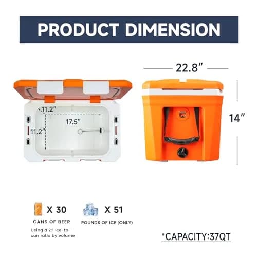 EchoSmile 35 Quart Insulated Cooler | Large Capacity, Durable & Portable (70-120 chars) thumbnail 4