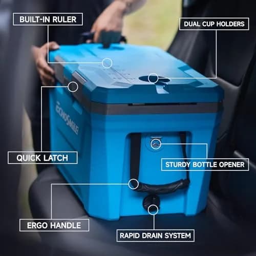 EchoSmile 35 Quart Insulated Cooler Blue | Large Capacity, Durable & Portable thumbnail 6