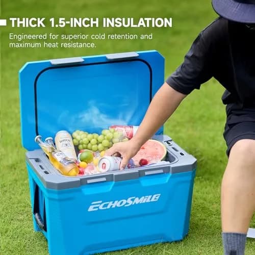 EchoSmile 35 Quart Insulated Cooler Blue | Large Capacity, Durable & Portable thumbnail 7