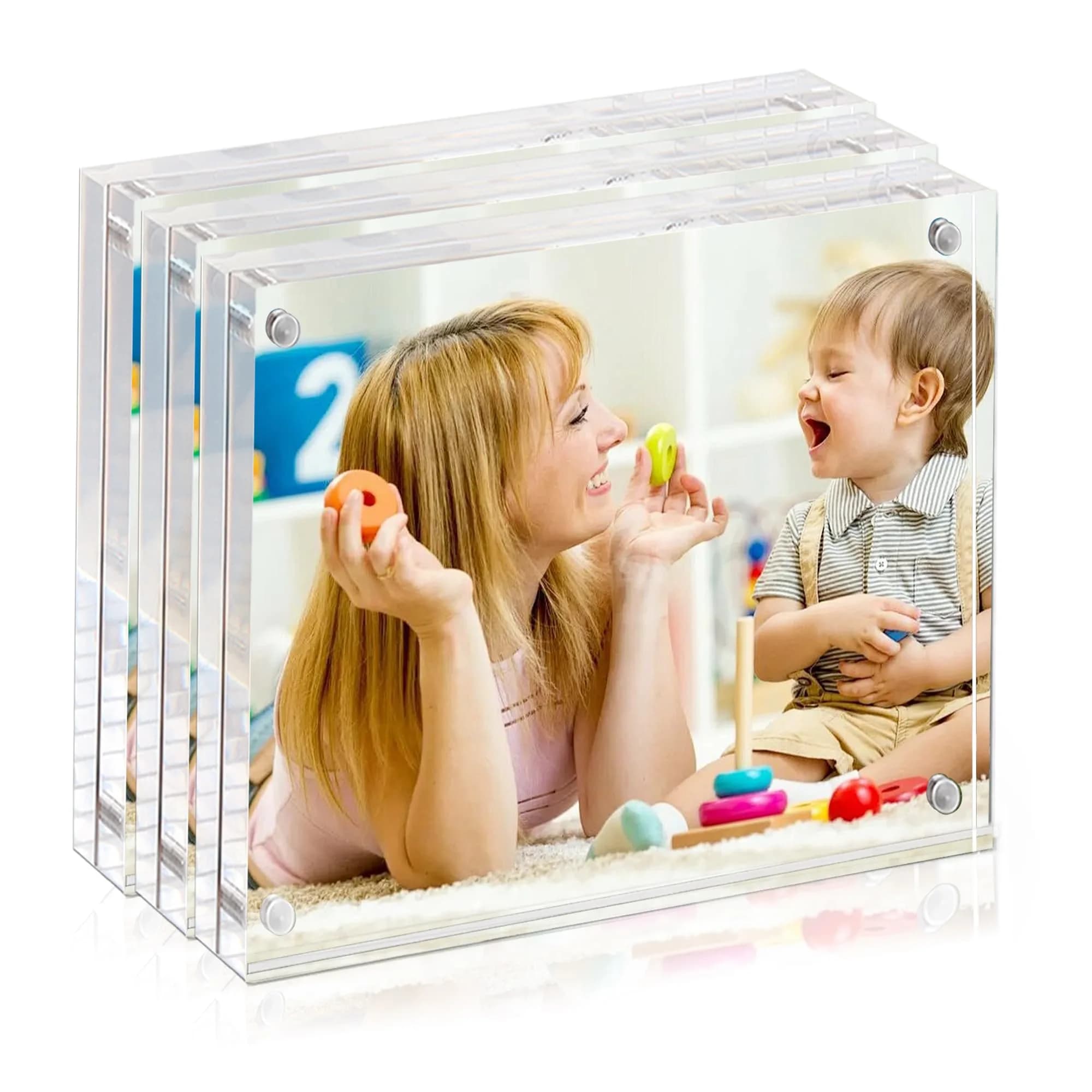 BP4U 8x10 Acrylic Picture Frame | Magnetic Double-Sided Display, UV-Resistant, Frameless, 3-Pack — 8X10