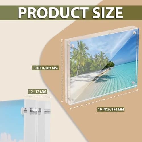 BP4U 8x10 Acrylic Picture Frame | Magnetic Double-Sided Display, UV-Resistant, Frameless, 3-Pack thumbnail 2