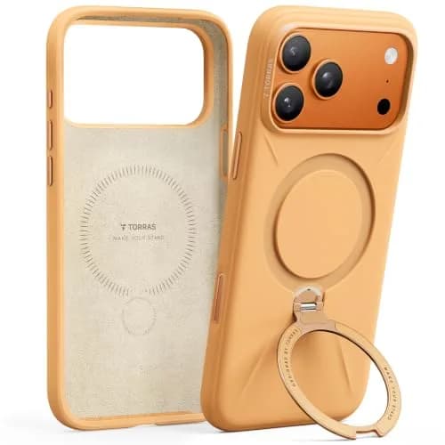 TORRAS Q3 Silicone 360 Spin Case for iPhone 17 Pro 6.3'' | MagSafe Compatible, Liquid Silicone Rubber, Pastel Orange thumbnail 1