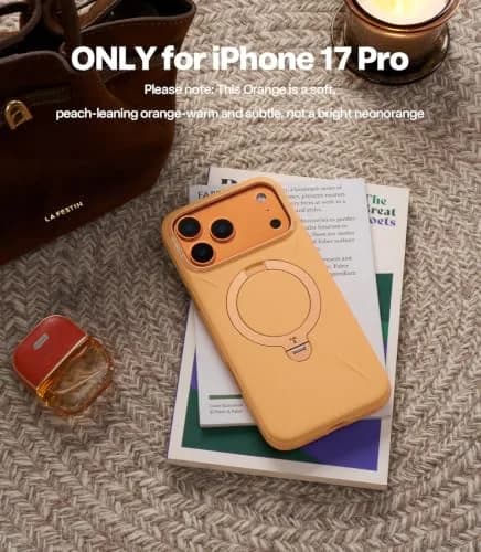 TORRAS Q3 Silicone 360 Spin Case for iPhone 17 Pro 6.3'' | MagSafe Compatible, Liquid Silicone Rubber, Pastel Orange thumbnail 8