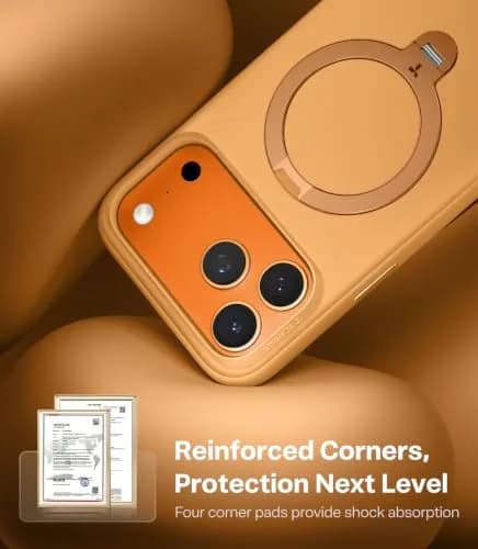 TORRAS Q3 Silicone 360 Spin Case for iPhone 17 Pro 6.3'' | MagSafe Compatible, Liquid Silicone Rubber, Pastel Orange thumbnail 2