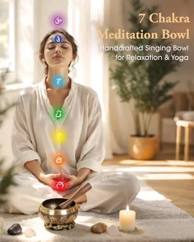 Relaehih Tibetan Singing Bowl Set 5 Inch | Authentic Nepal Hand-Hammered Meditation Chakra Sound Bowl with Mallet & Cushion thumbnail 6
