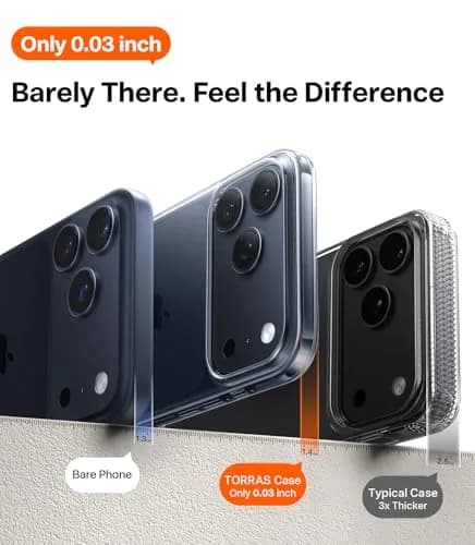 TORRAS Slim Fit for iPhone 17 Pro Max Case Thin 6.9" Velvety Matte Clear | Lightweight, Precise Fit thumbnail 2