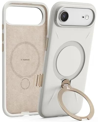 TORRAS Q3 Silicone for iPhone Air Case with Stand, 6.5'' Liquid Silicone Rubber, MagSafe Compatible, 360° Spin, Light Ivory thumbnail 1