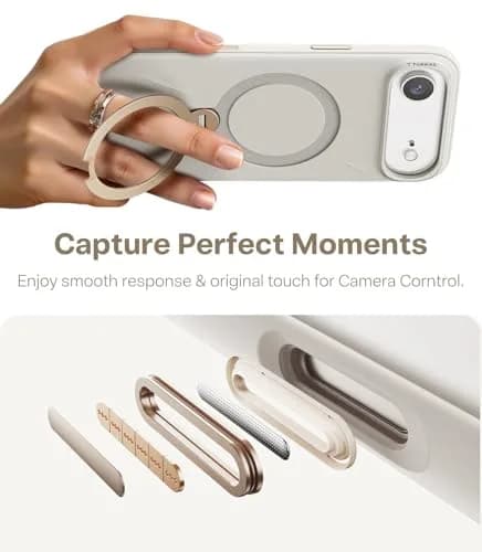TORRAS Q3 Silicone for iPhone Air Case with Stand, 6.5'' Liquid Silicone Rubber, MagSafe Compatible, 360° Spin, Light Ivory thumbnail 6