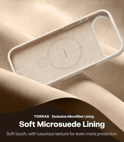 TORRAS Q3 Silicone for iPhone Air Case with Stand, 6.5'' Liquid Silicone Rubber, MagSafe Compatible, 360° Spin, Light Ivory thumbnail 8
