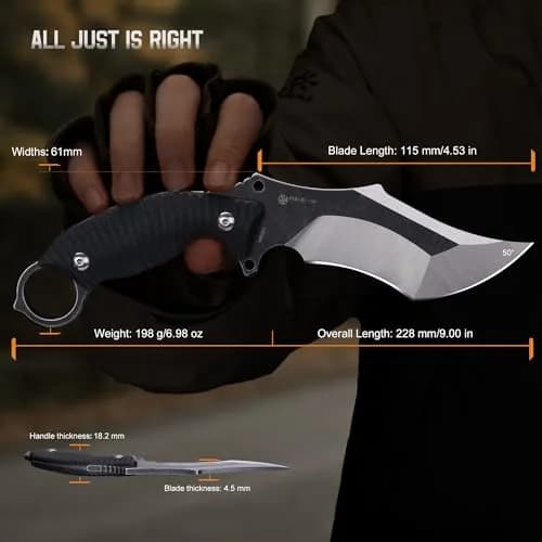 Ruike F181-B1 Tactical Fixed Blade Knife with Sheath, 14C28N Steel, Full-tang, 4.53-inch Blade, G10 Handle, Camping & Hunting Gear thumbnail 2